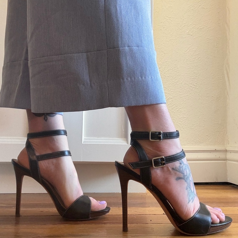 Ann Taylor black strappy heels